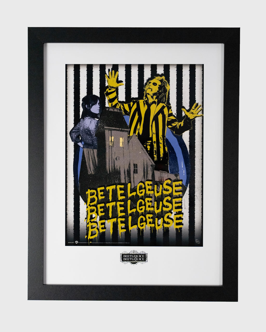 Plakat Beetlejuice w czarnej ramie – kultowy plakat filmowy Tim Burton
