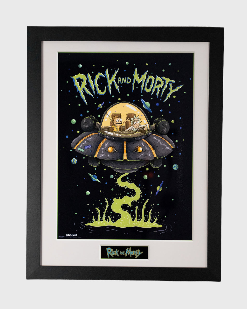 plakat Rick and Morty statek kosmiczny kultowy plakat animowany w czarnej ramie